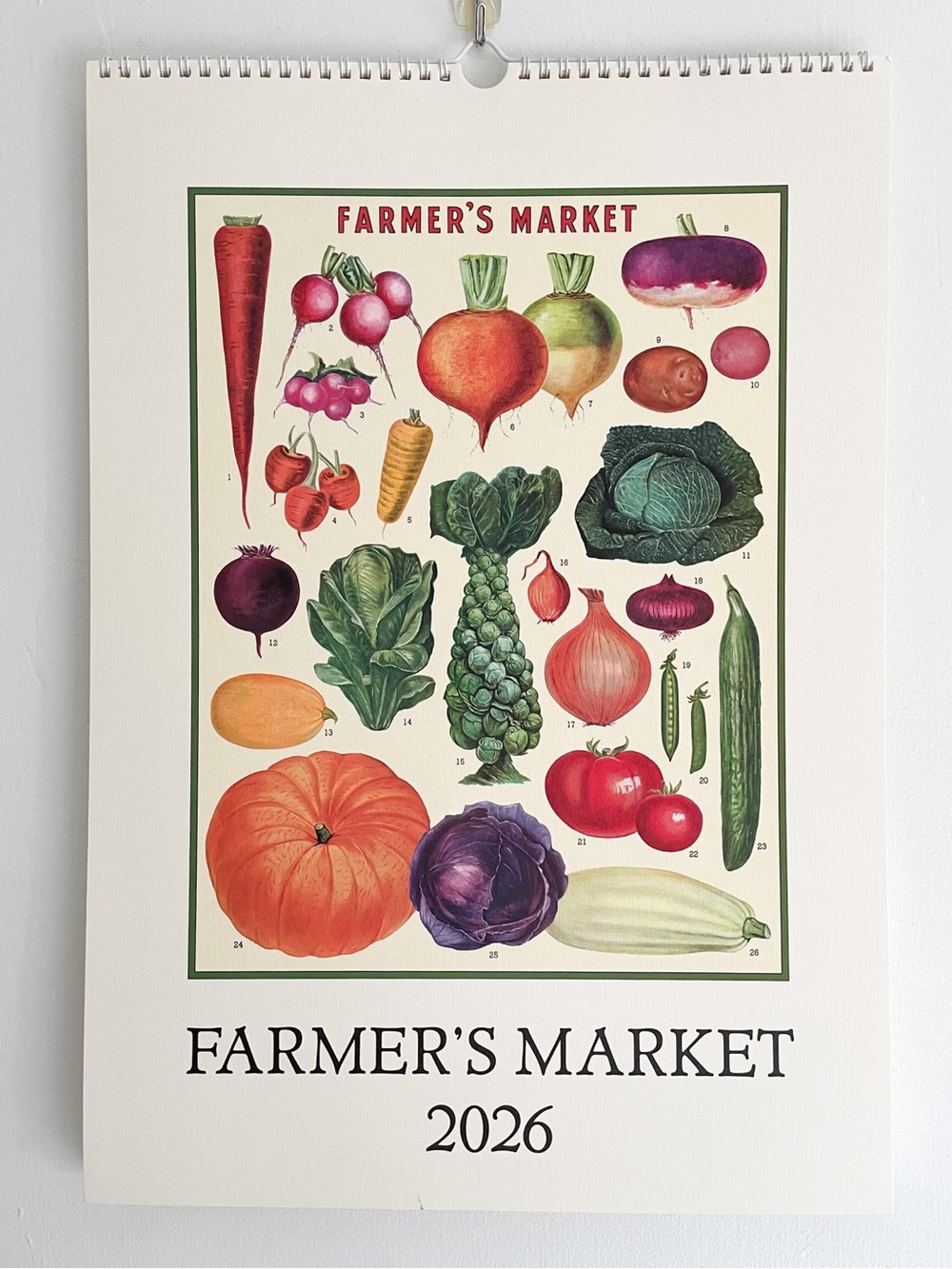 Cavallini 2026 Farmers Market Wall Calendar Vintage Botanical Vegetable Art NEW